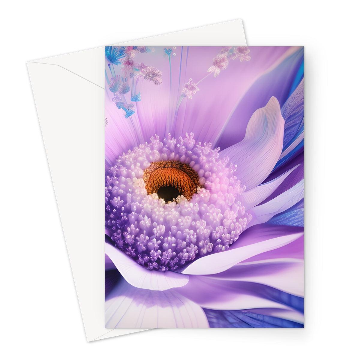 Lilac Blue Digital Flower Greeting Card