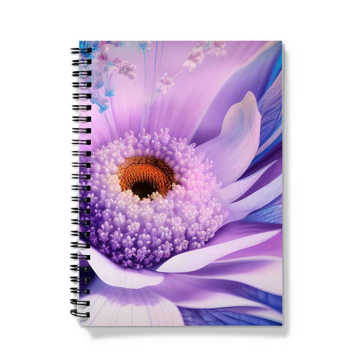 Lilac Blue Digital Flower Notebook