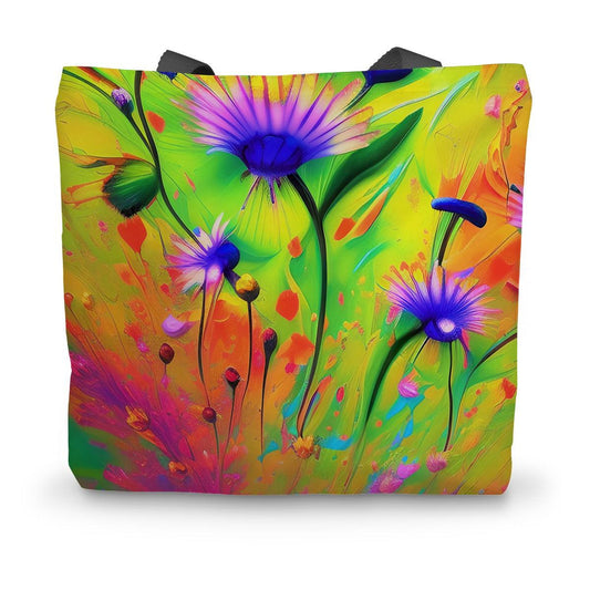Painted Flowers Canvas Tote Bag