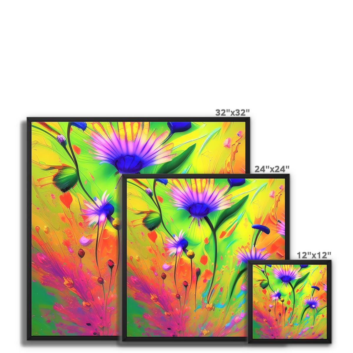 Painted Flowers Framed Canvas