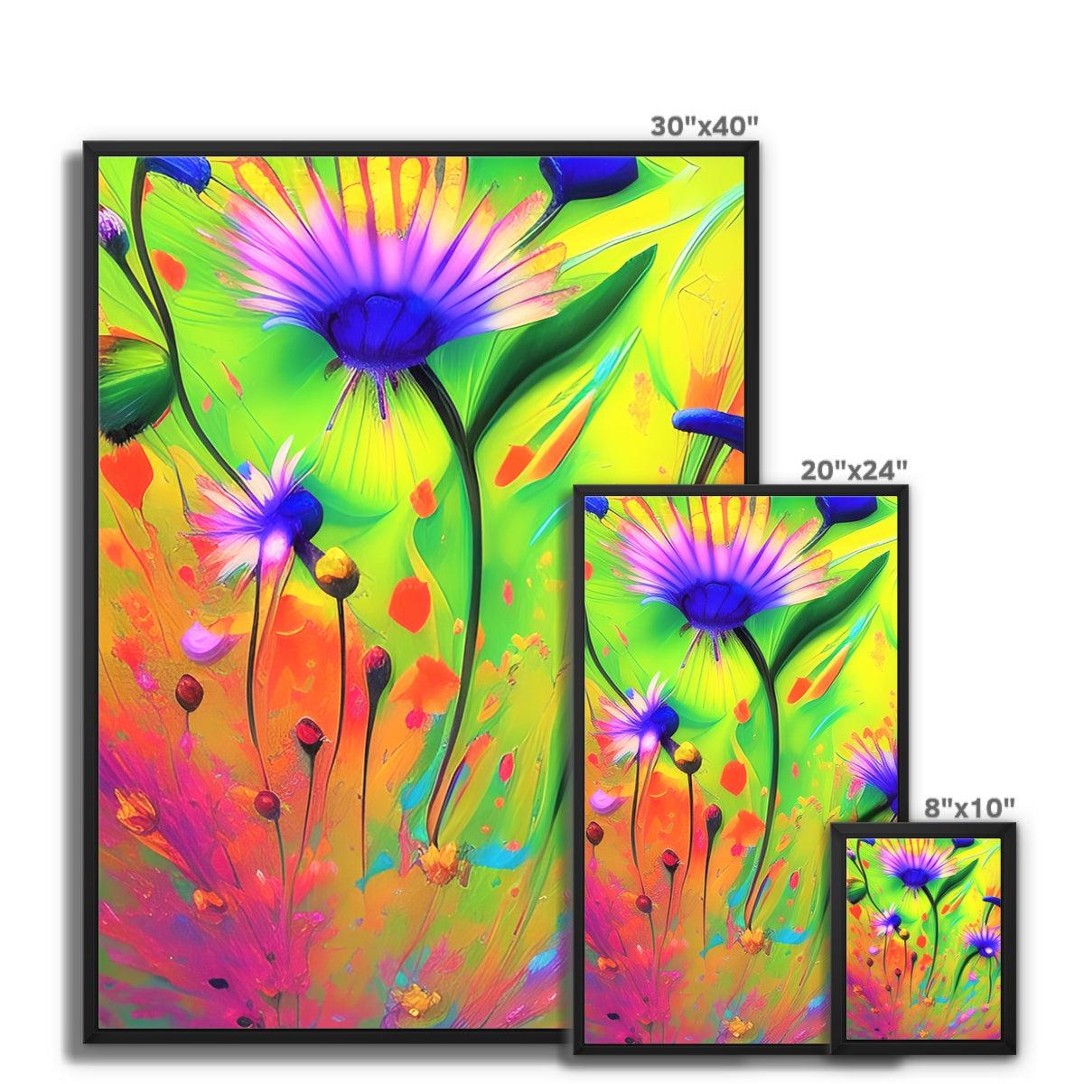 Painted Flowers Framed Canvas