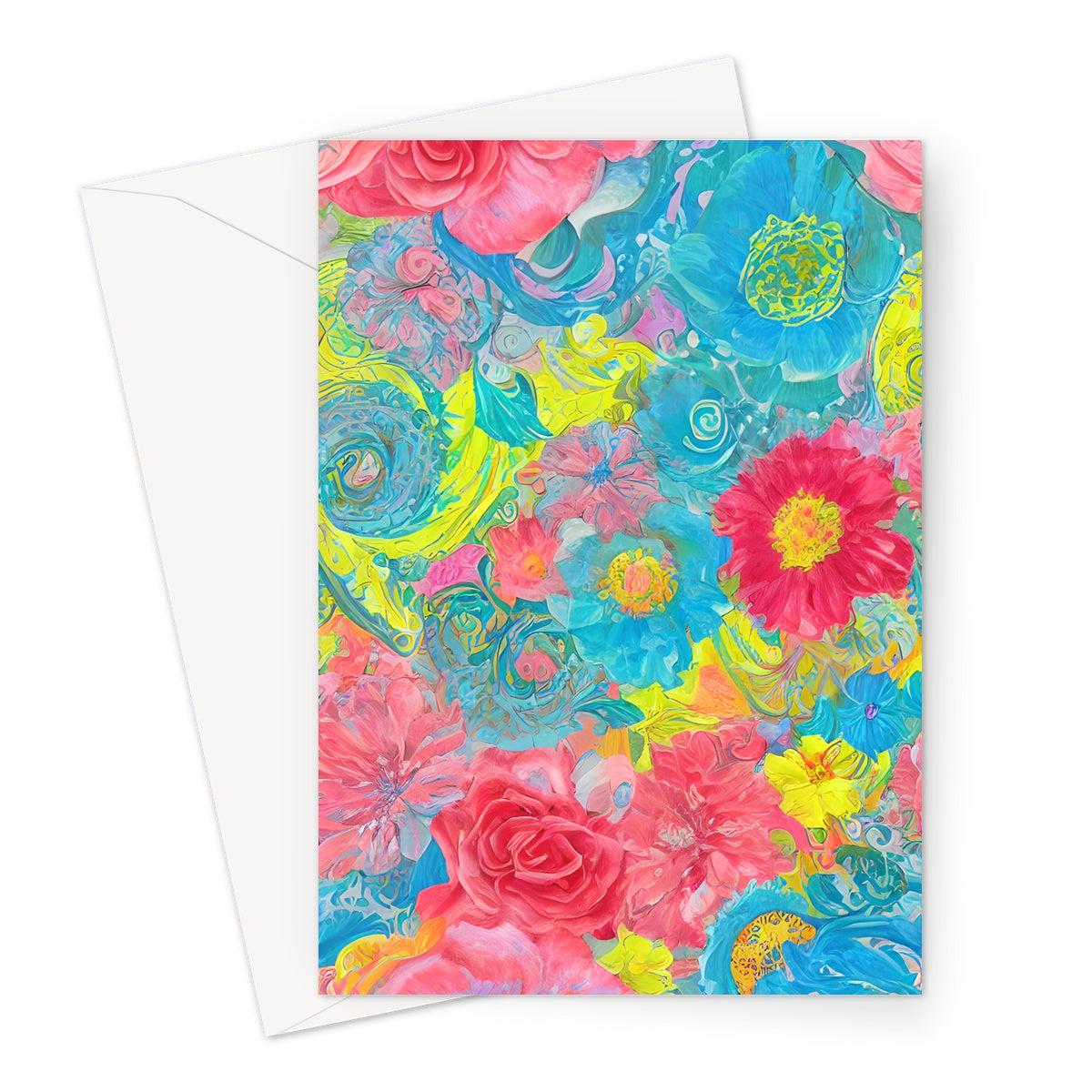 Soft Pastel Blue Pink Floral Greeting Card
