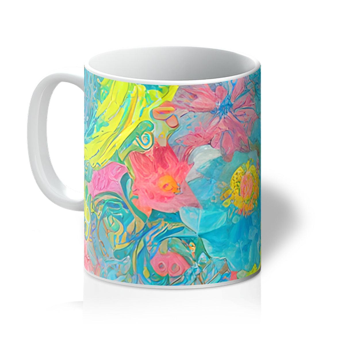 Soft Pastel Blue Pink Floral Mug