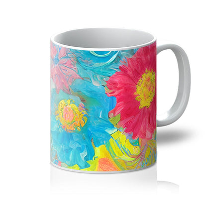 Soft Pastel Blue Pink Floral Mug