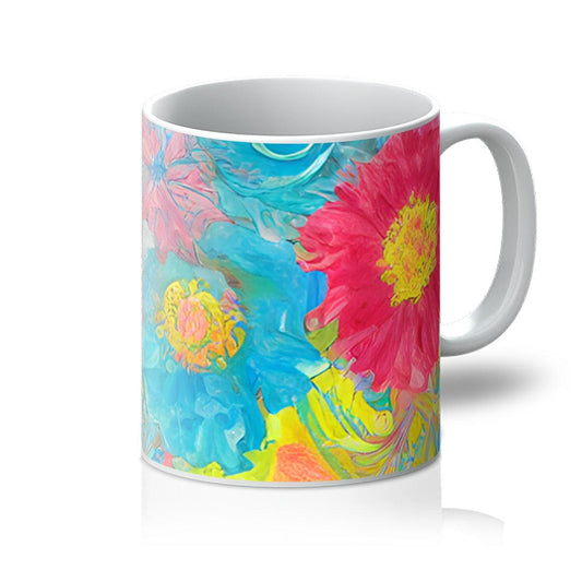 Soft Pastel Blue Pink Floral Mug