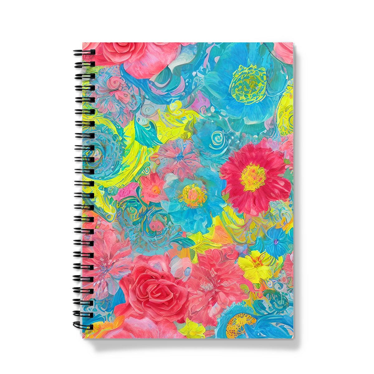 Soft Pastel Blue Pink Floral Notebook