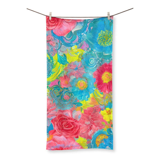 Soft Pastel Blue Pink Floral Towel