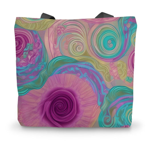 Pastel Lilac Mixed Floral Swirls Canvas Tote Bag