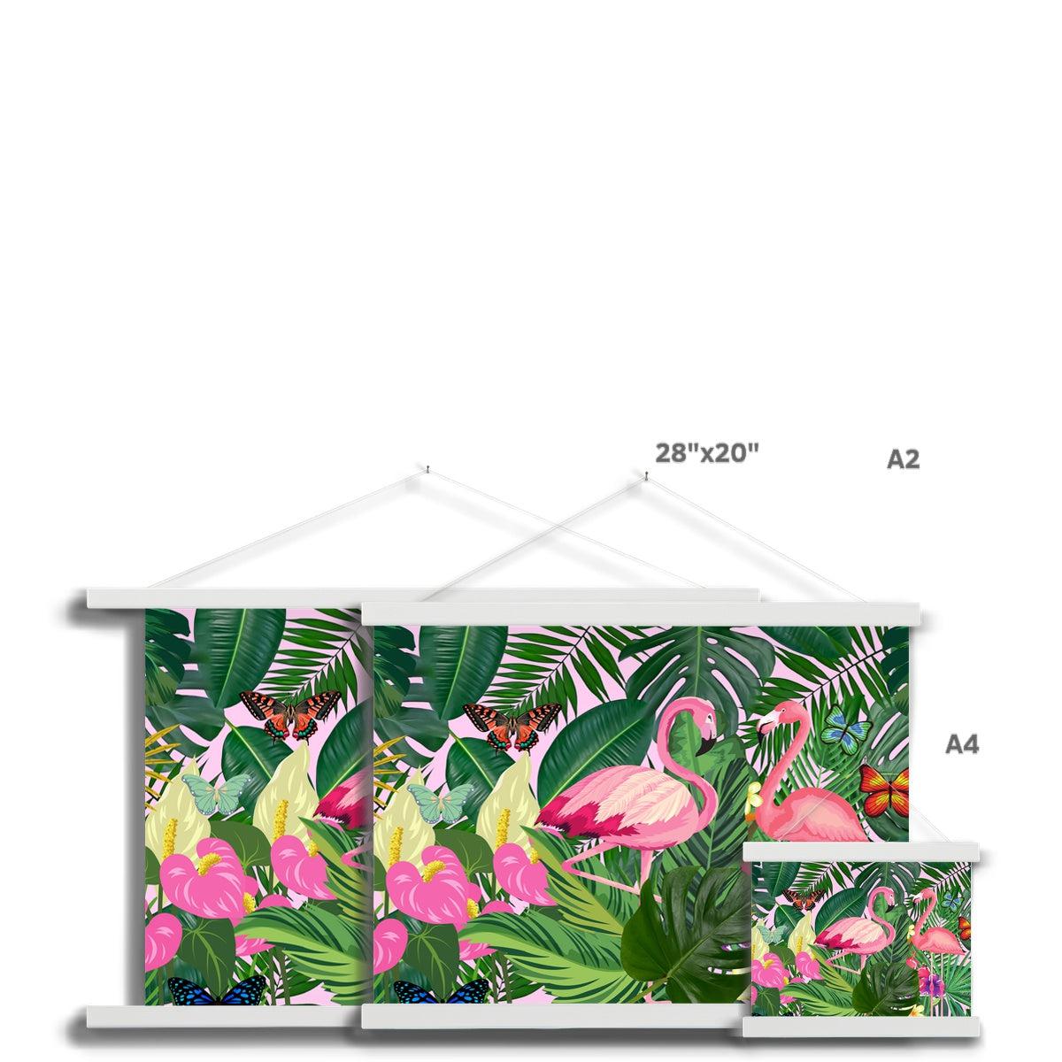 Pink Flamingo Print with Hanger.