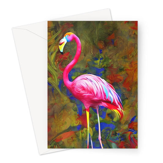 Pink Yellow Flamingo Greeting Card