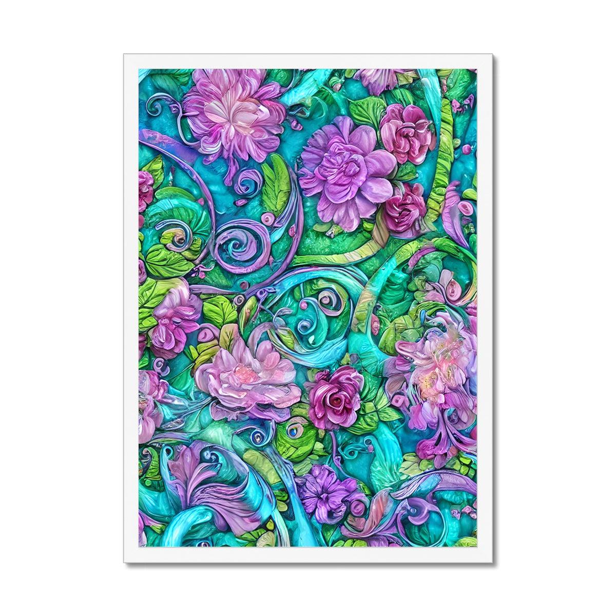 Purple Soft Pastel Floral Framed Print