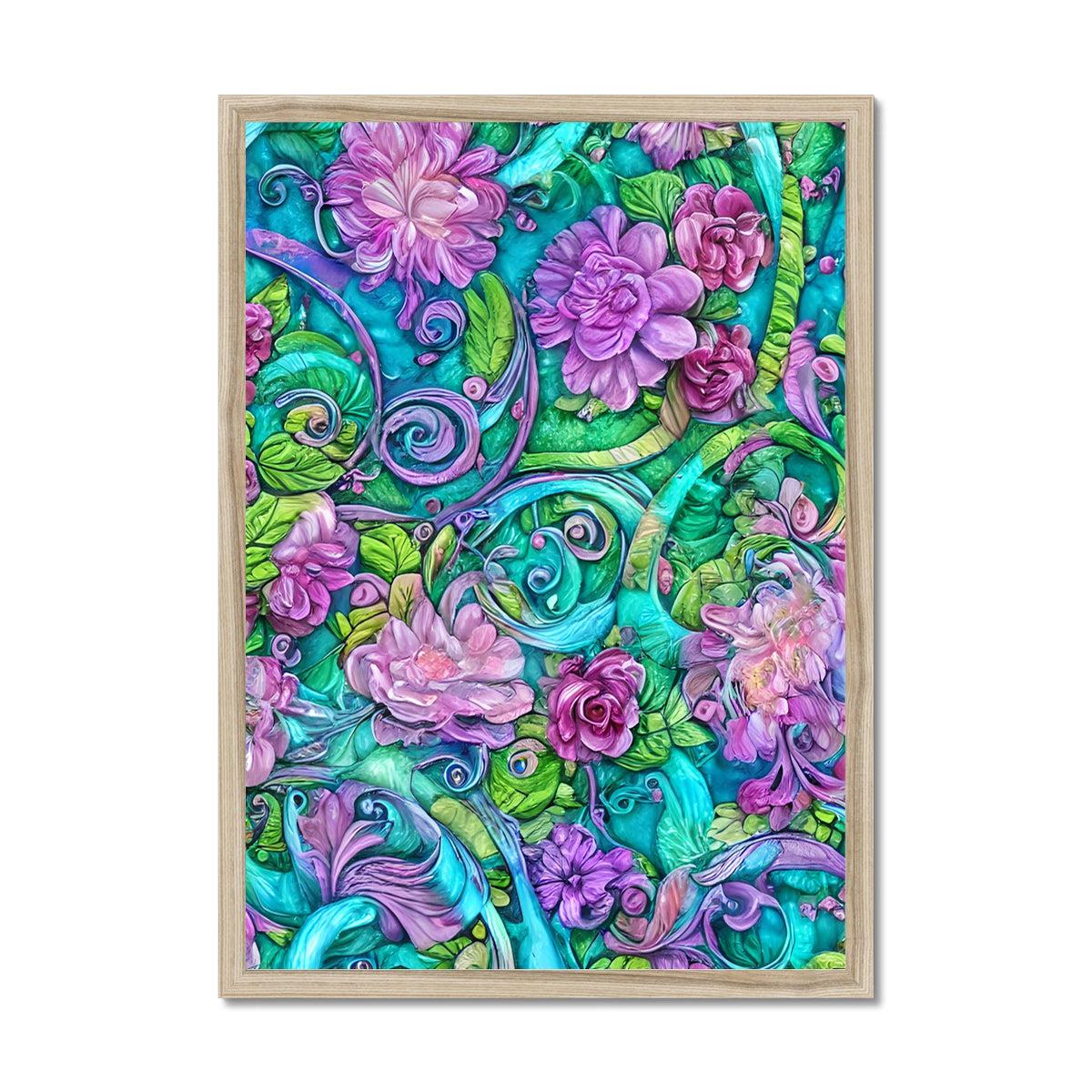 Purple Soft Pastel Floral Framed Print