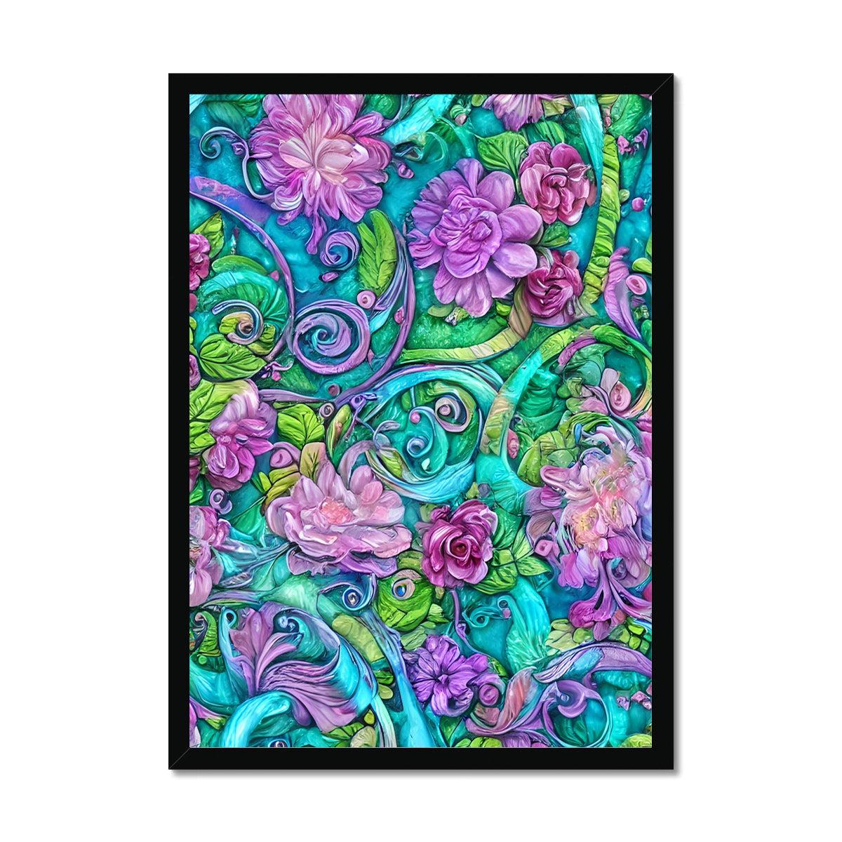 Purple Soft Pastel Floral Framed Print