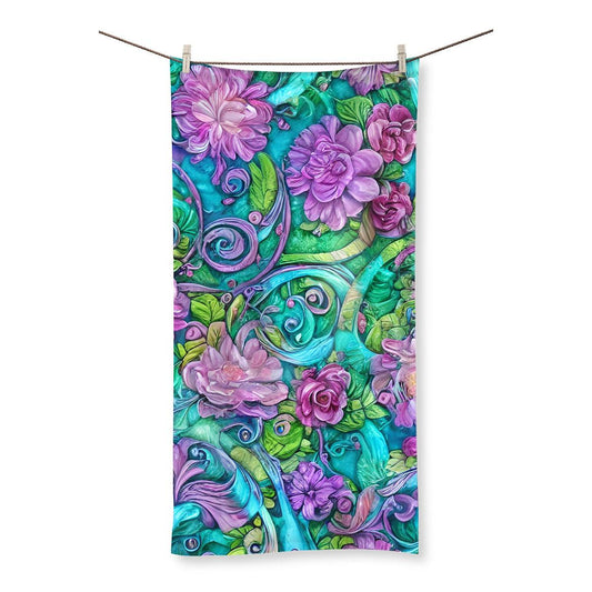 Purple Soft Pastel Floral Towel