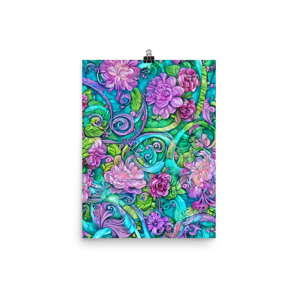 Purple Floral Unframed Matte Print