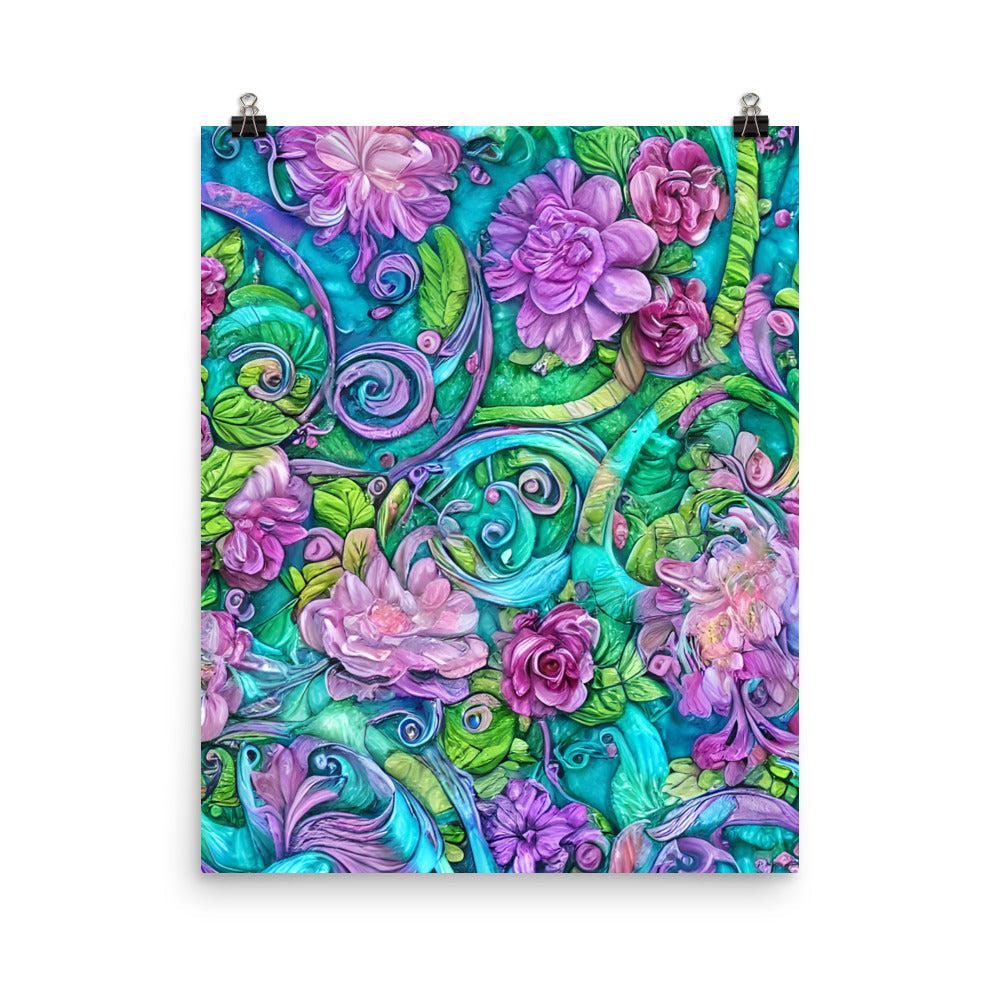 Purple Floral Unframed Matte Print