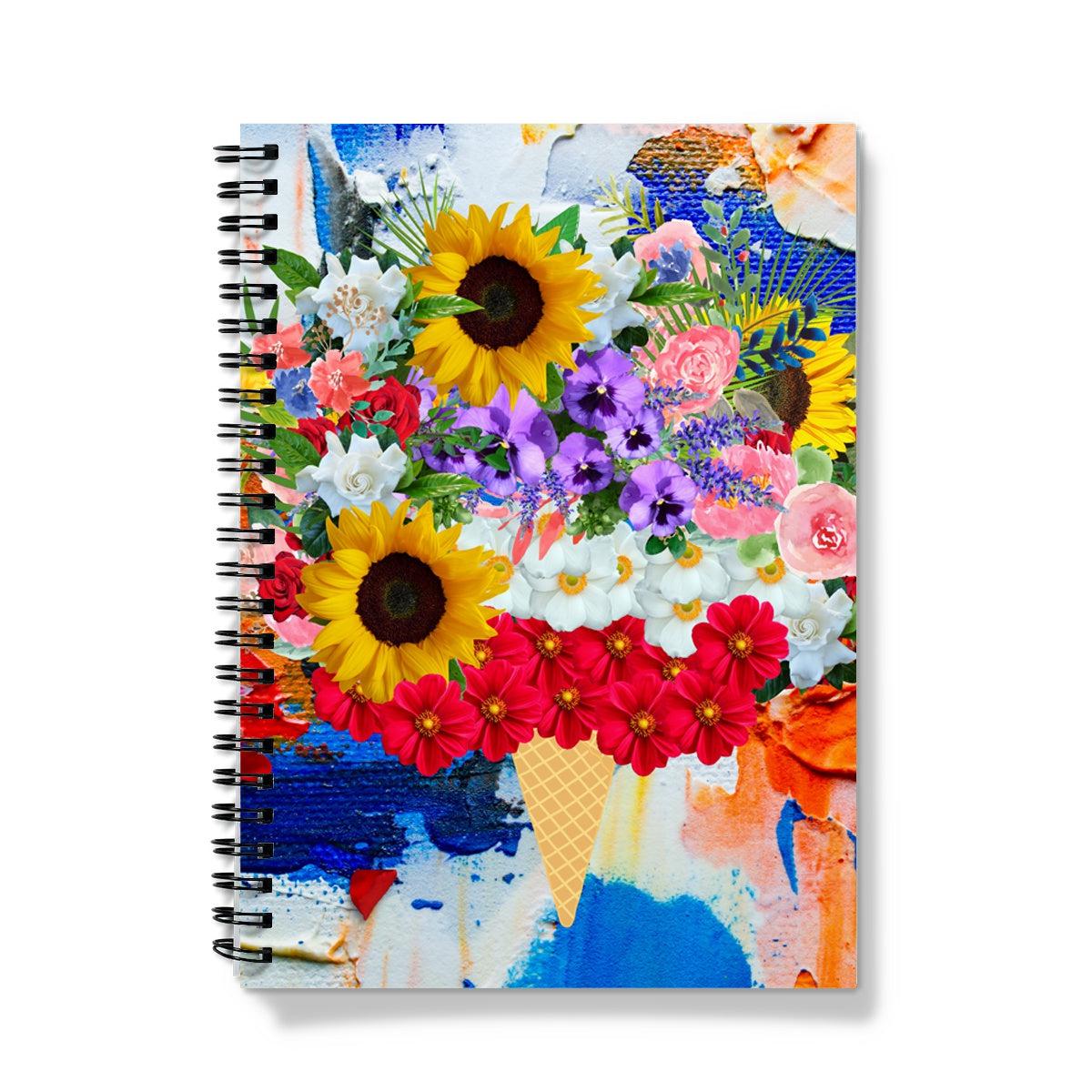 Red Acrylic Ice-cream Flowers Spiral Notebook