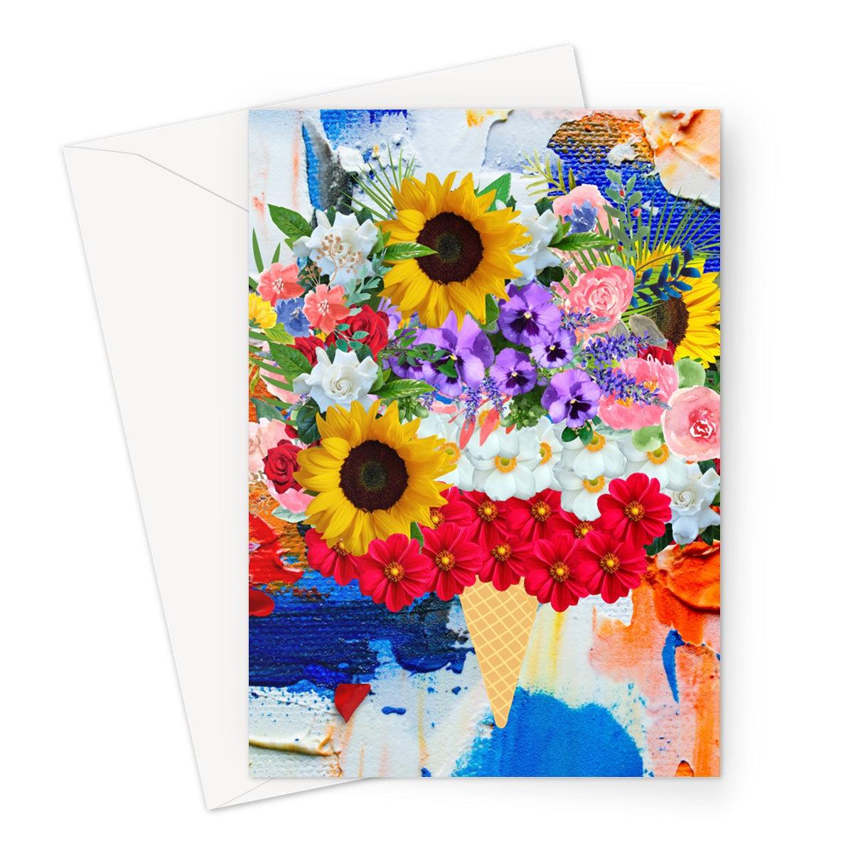 Red Acrylic Ice-cream Flowers Greeting Card