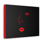 Red Lips Line Art Black Canvas Print.