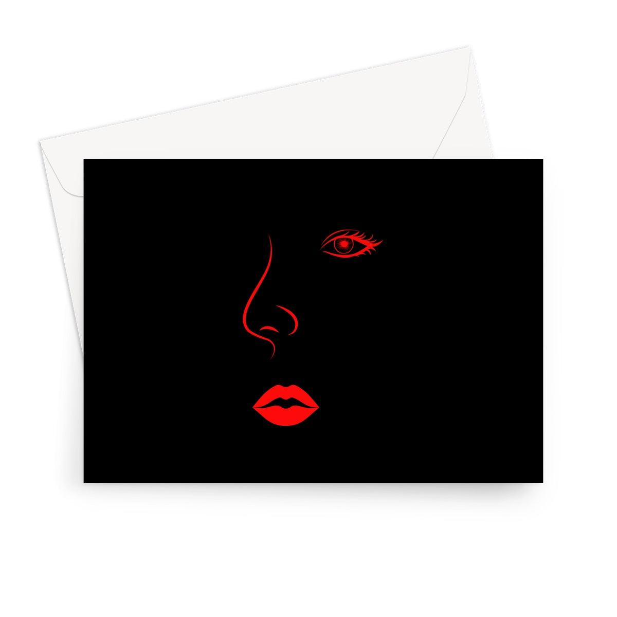 Red Lips Black Greeting Card