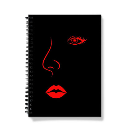 Red Lips Black Spiral Notebook