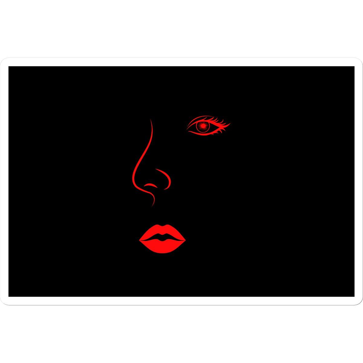 Red Lips Line Art Black Sticker