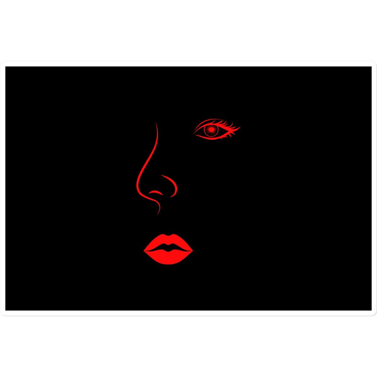 Red Lips Line Art Black Sticker