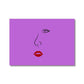Red Lips Line Art Magenta Canvas