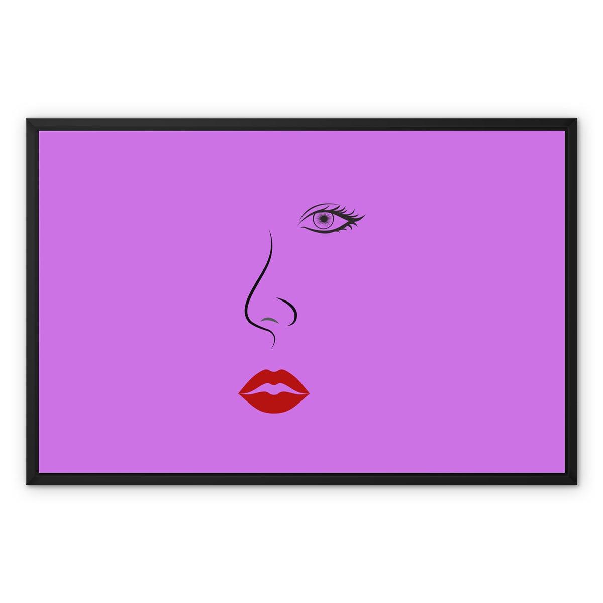 Red Lips Magenta Framed Canvas