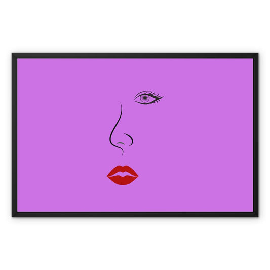 Red Lips Magenta Framed Canvas