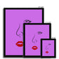 Red Lips Line Art Magenta Framed Print