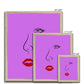 Red Lips Line Art Magenta Framed Print