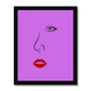 Red Lips Line Art Magenta Framed Print