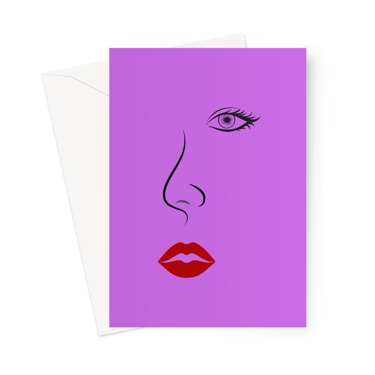 Red Lips Magenta Greeting Card