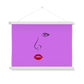 Red Lips Line Art Magenta Fine Art Print with Hanger