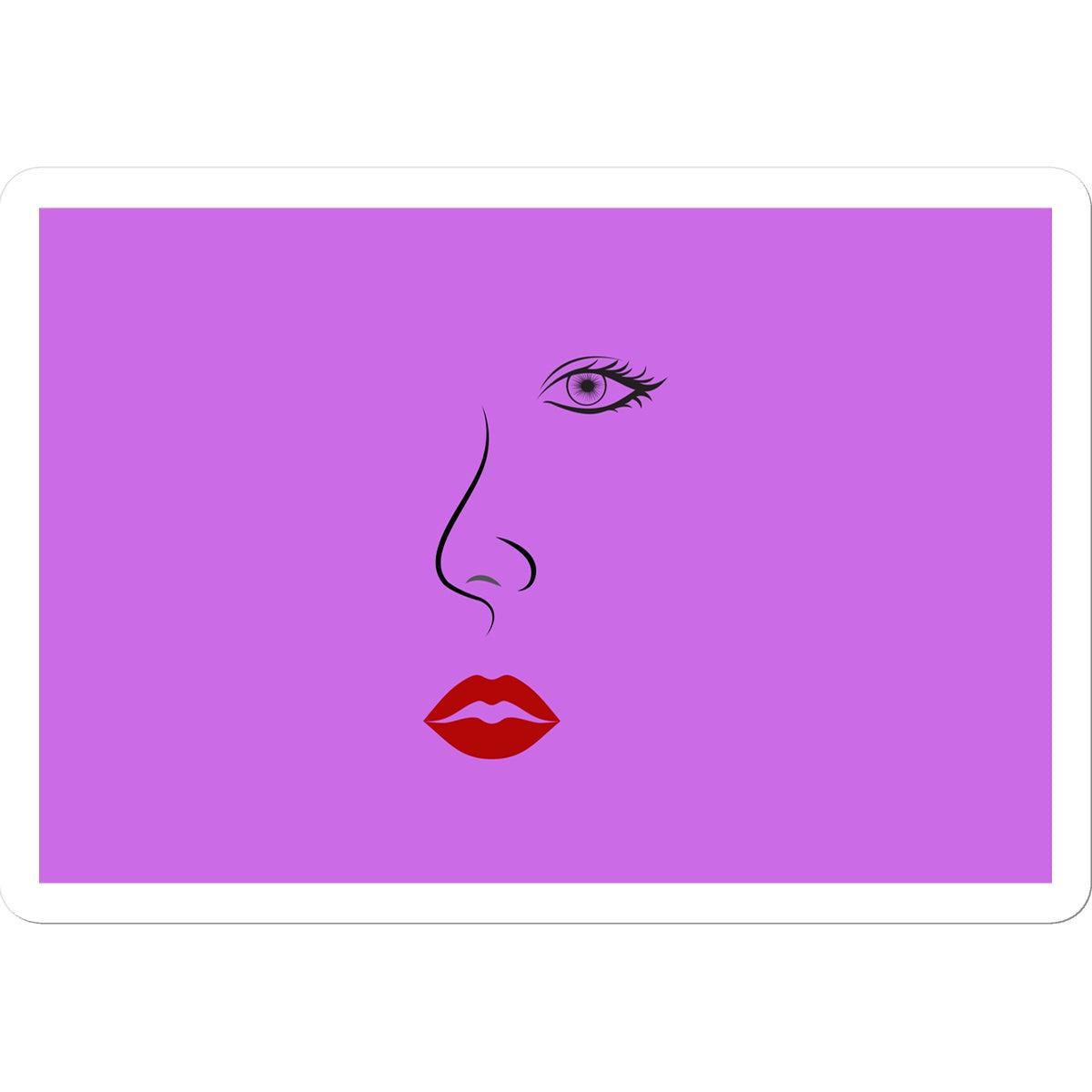 Red Lips Line Art Magenta Sticker