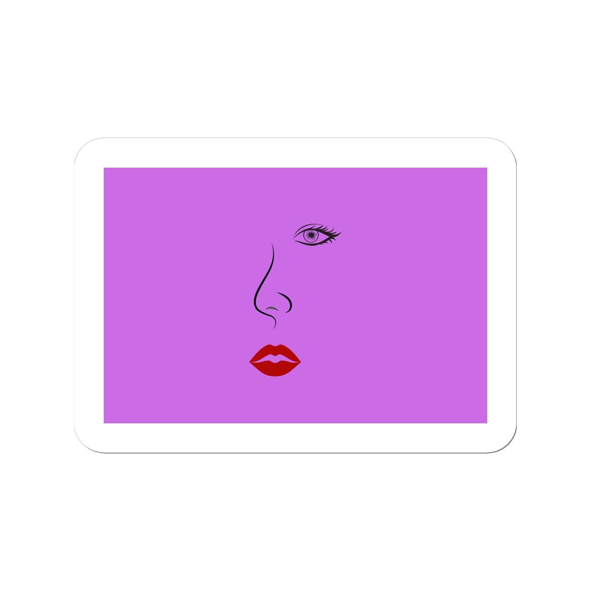 Red Lips Line Art Magenta Sticker