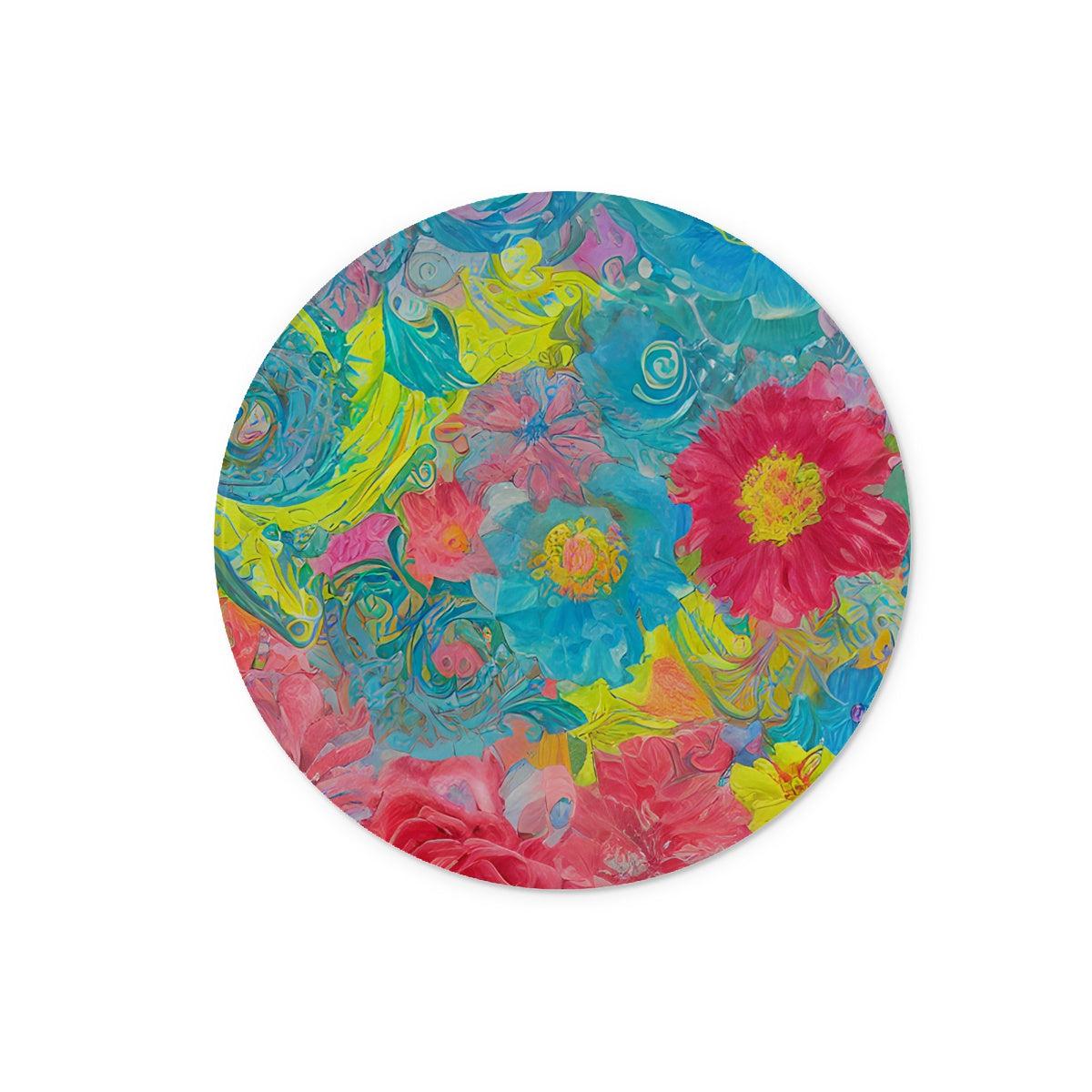 Soft Pastel Blue Pink Floral Glass Chopping Board