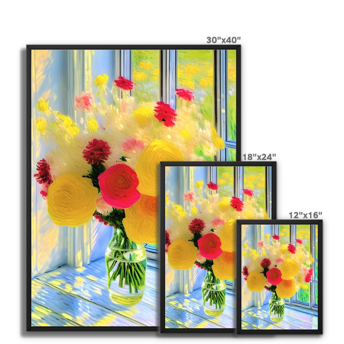 Sunshine Flowers Framed Canvas