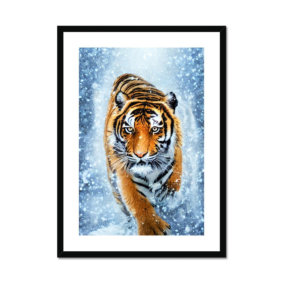 Tiger Snow Framed & Mounted Print