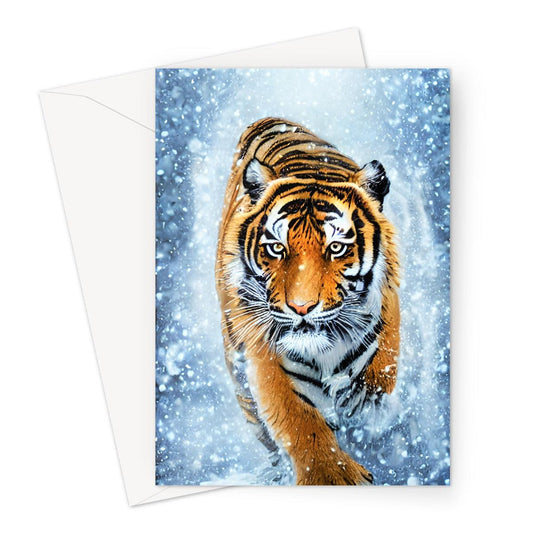 Tiger Snow Greeting Card