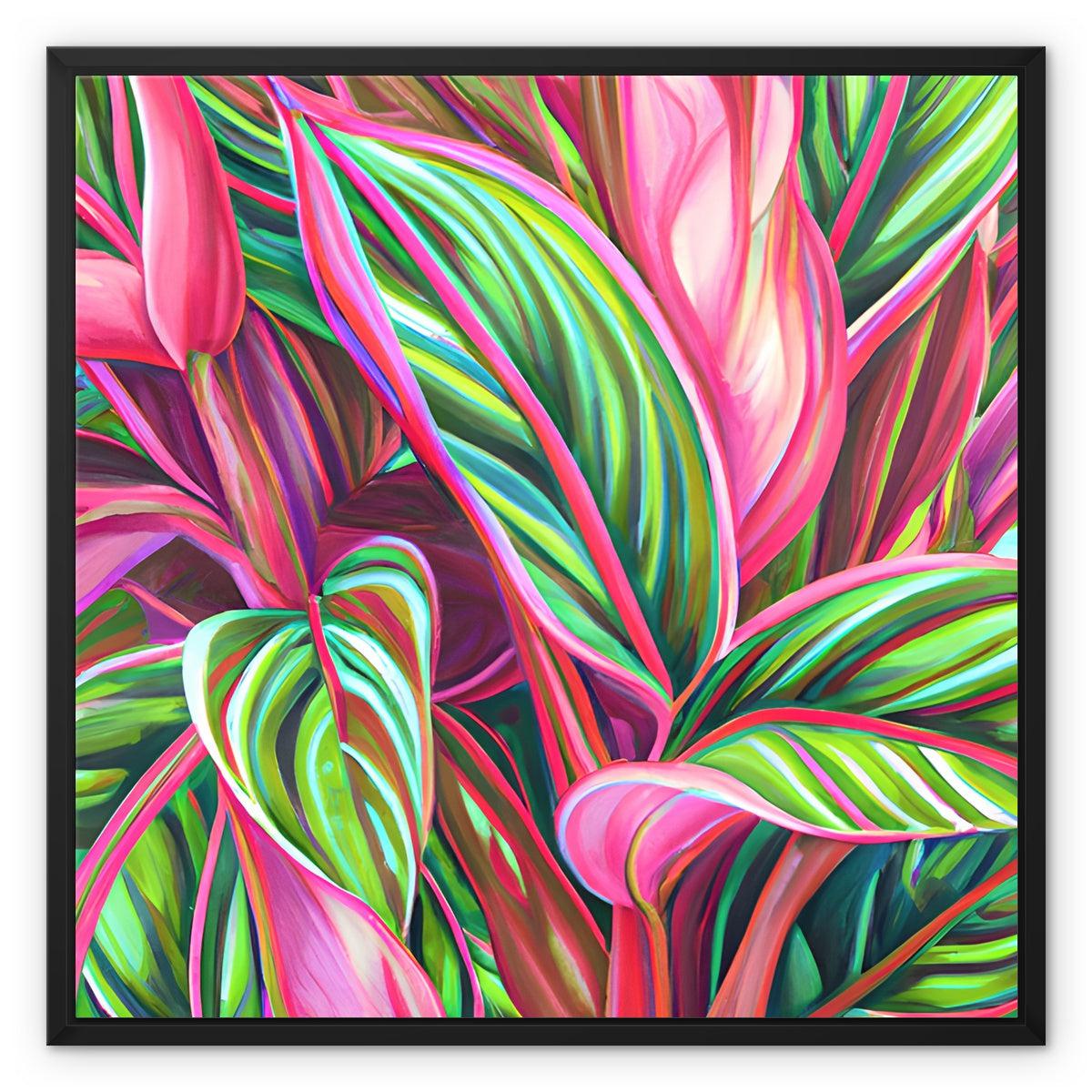Tropical Leaves Framed Canvas