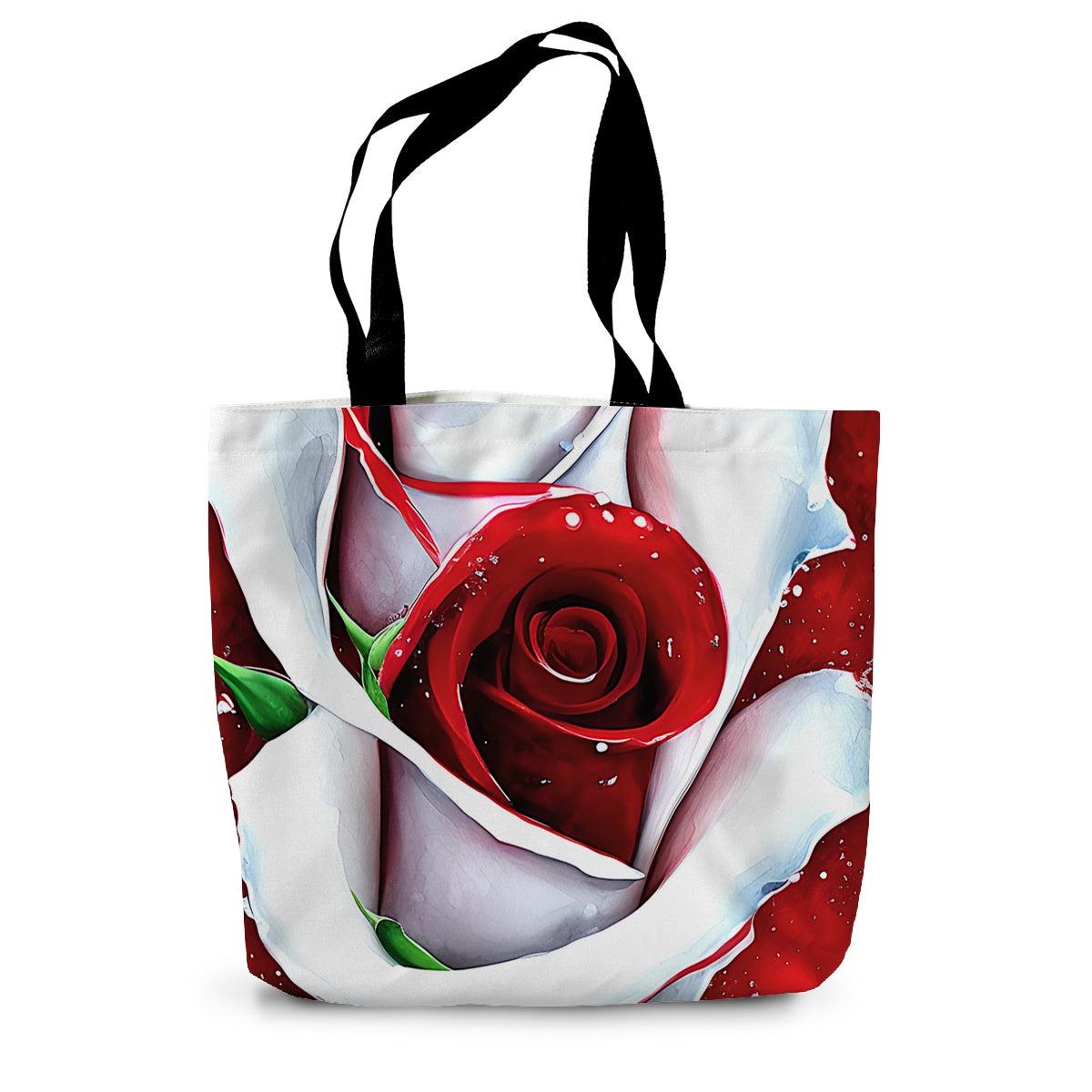 White Red Rose Canvas Tote Bag