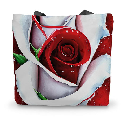 White Red Rose Canvas Tote Bag