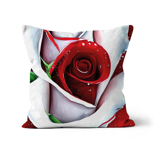 White Red Rose Cushion
