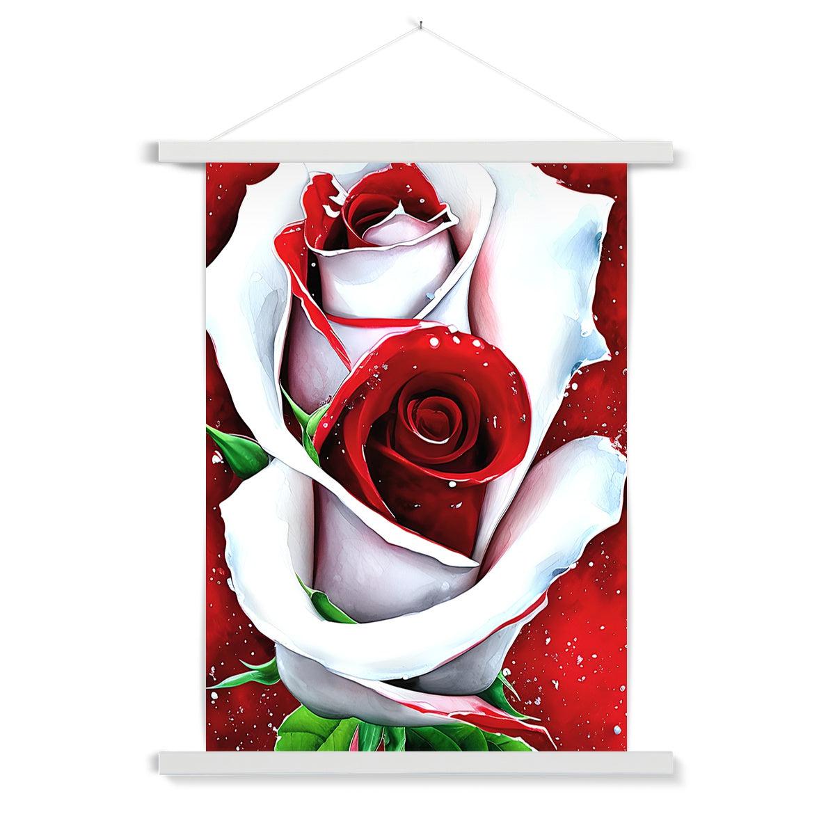 White Red Rose Fine Art Print with Hanger