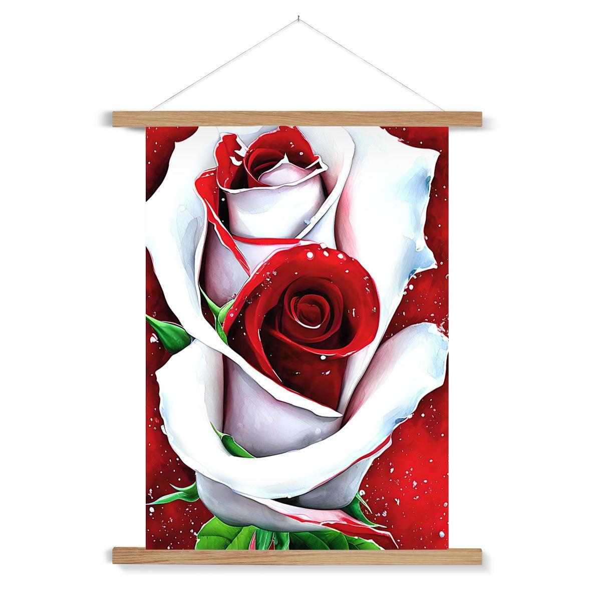 White Red Rose Fine Art Print with Hanger