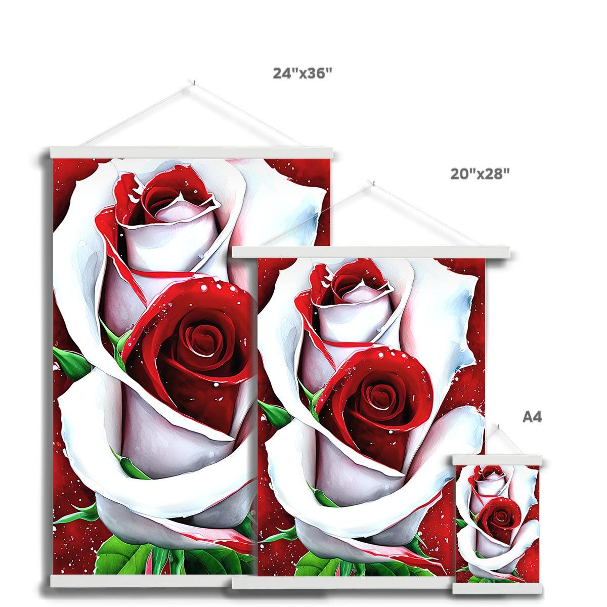 White Red Rose Fine Art Print with Hanger