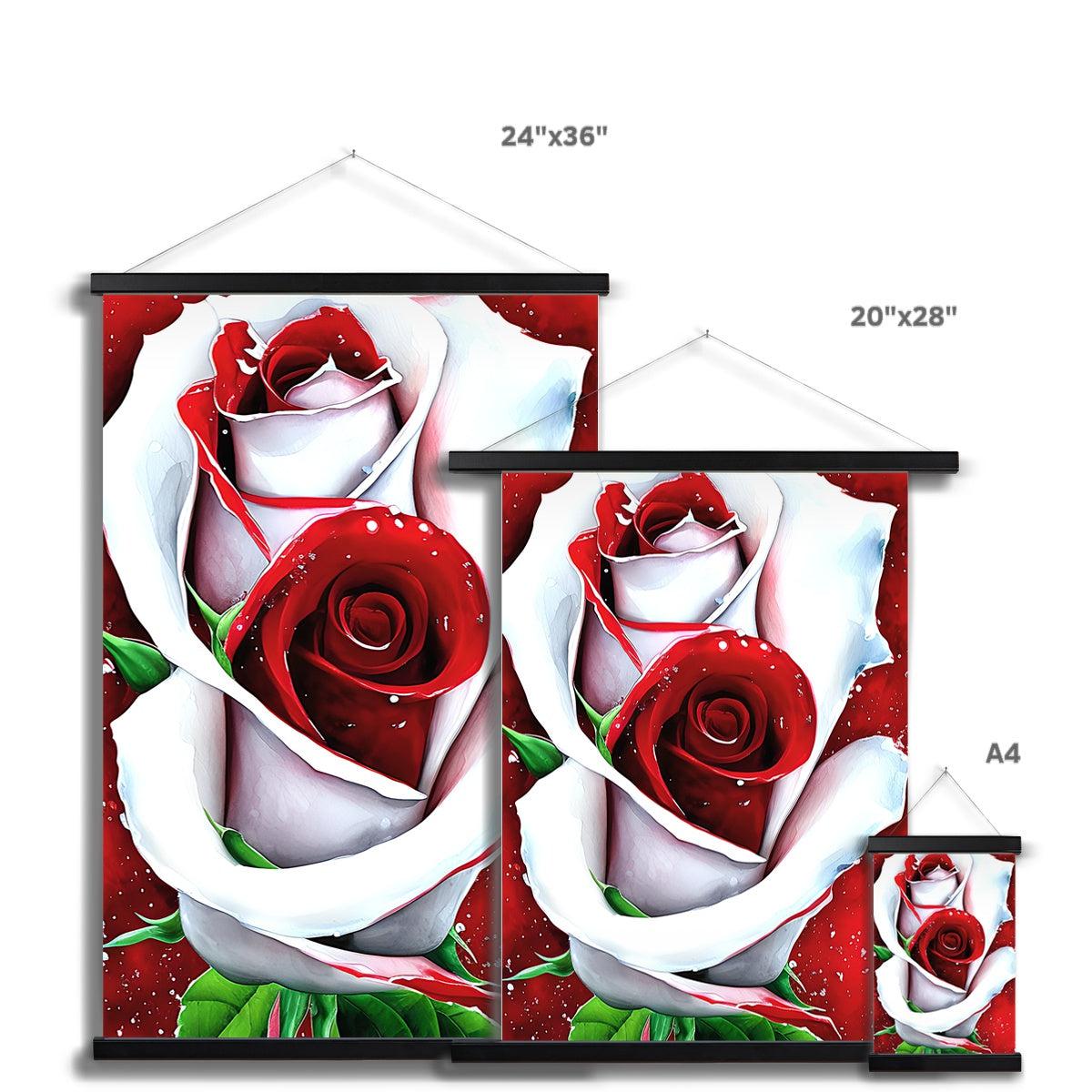 White Red Rose Fine Art Print with Hanger