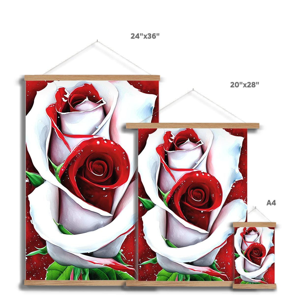 White Red Rose Fine Art Print with Hanger